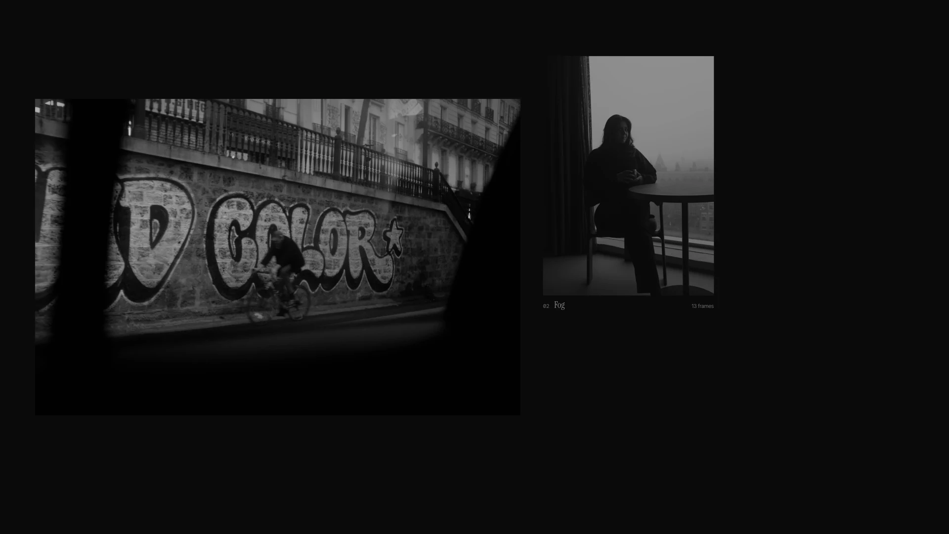 The hero photograph contracts as the editorial grid develops on scroll
